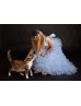 Sky Blue Satin Tulle Ruffled V Back Flower Girl Dress